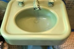 Green Bathroom Sink Refinished - During