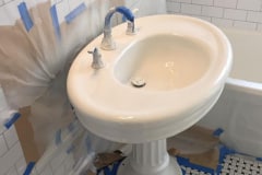White Bathroom Sink Refinish - During